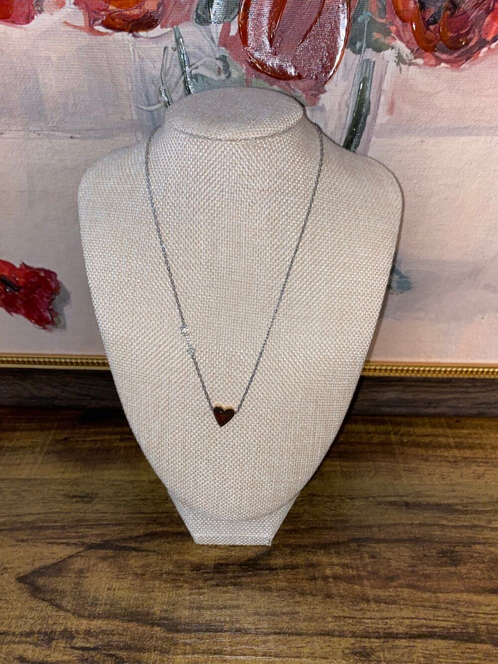 Fossil Two-Tone Heart & Arrow Pendant Necklace – Silver Tone & Gold Tone